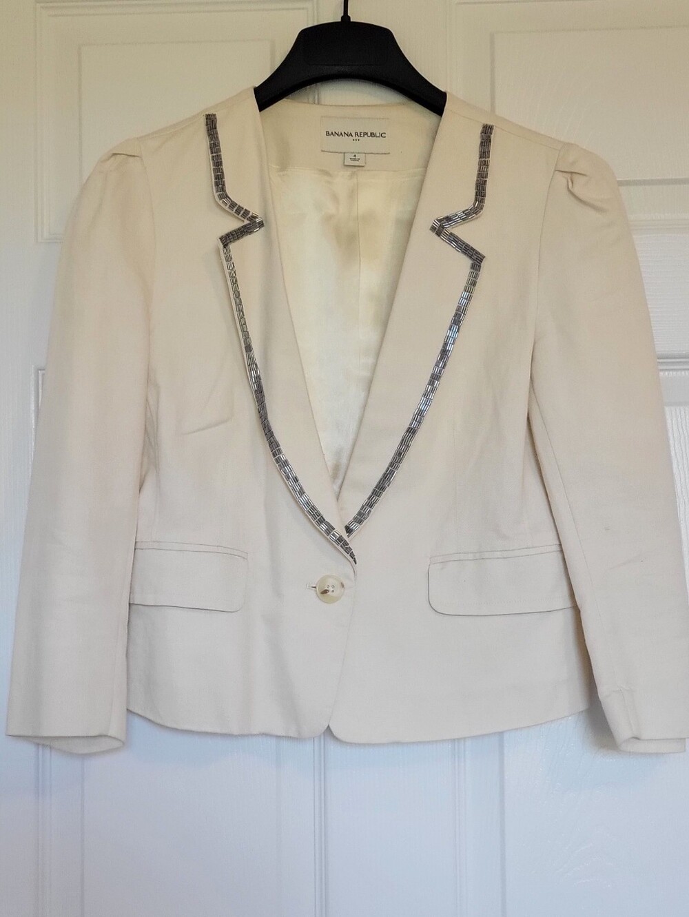 Banana Republic Cream Blazer with Silver Trim